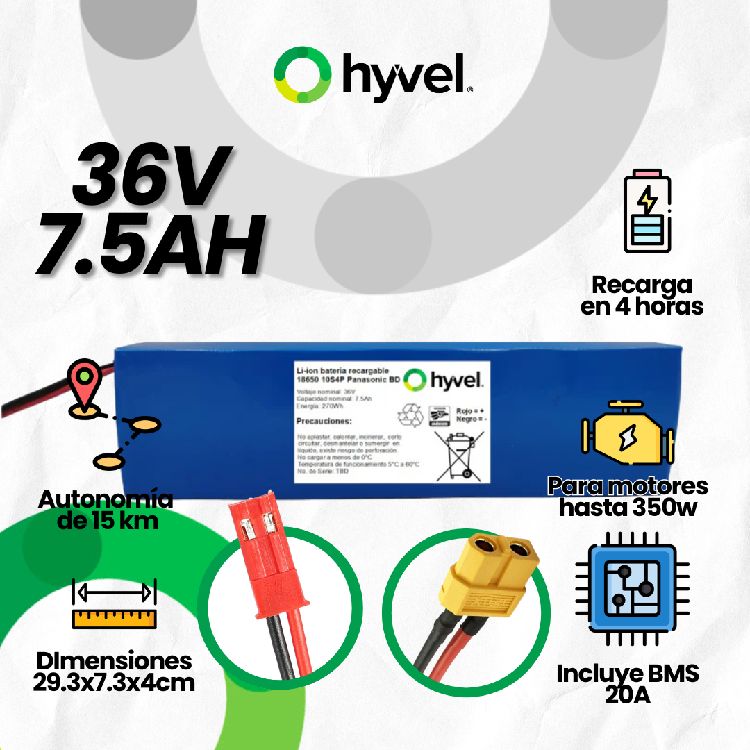 Batería 36v 7.5ah para Scooter Eléctrico