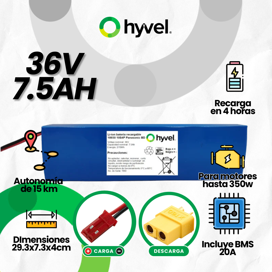 Batería 36V 7.5Ah para Scooter Eléctrico