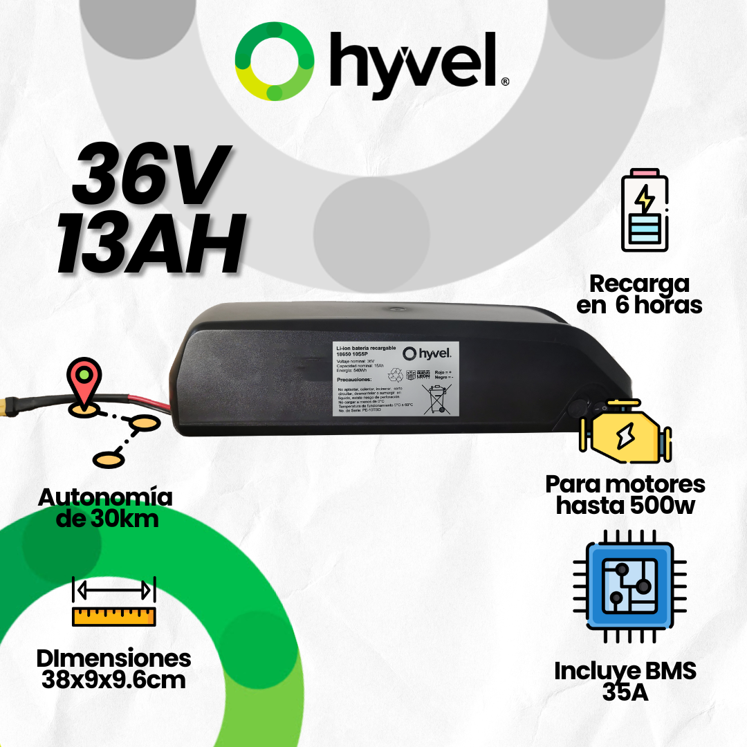 Batería 36V Desmontable para Bicicleta Eléctrica