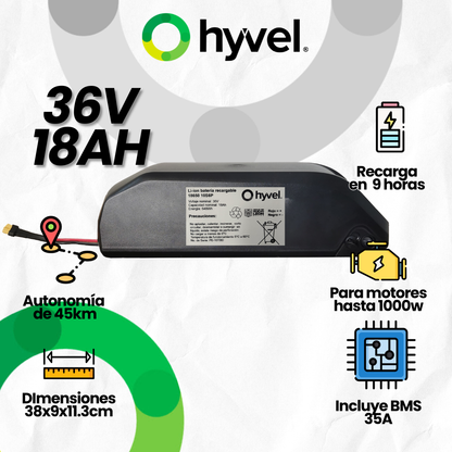 Batería 36V Desmontable para Bicicleta Eléctrica