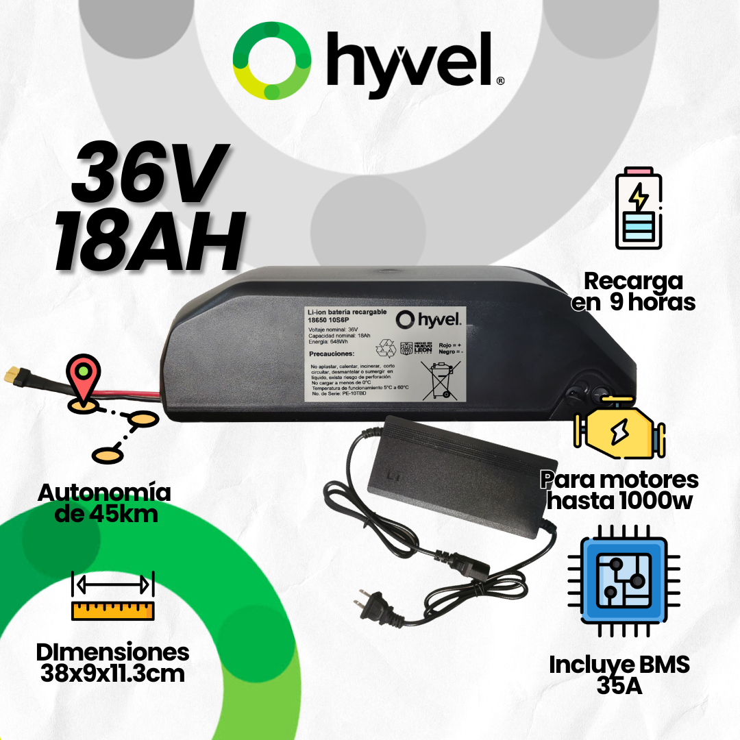 Batería 36V Desmontable para Bicicleta Eléctrica