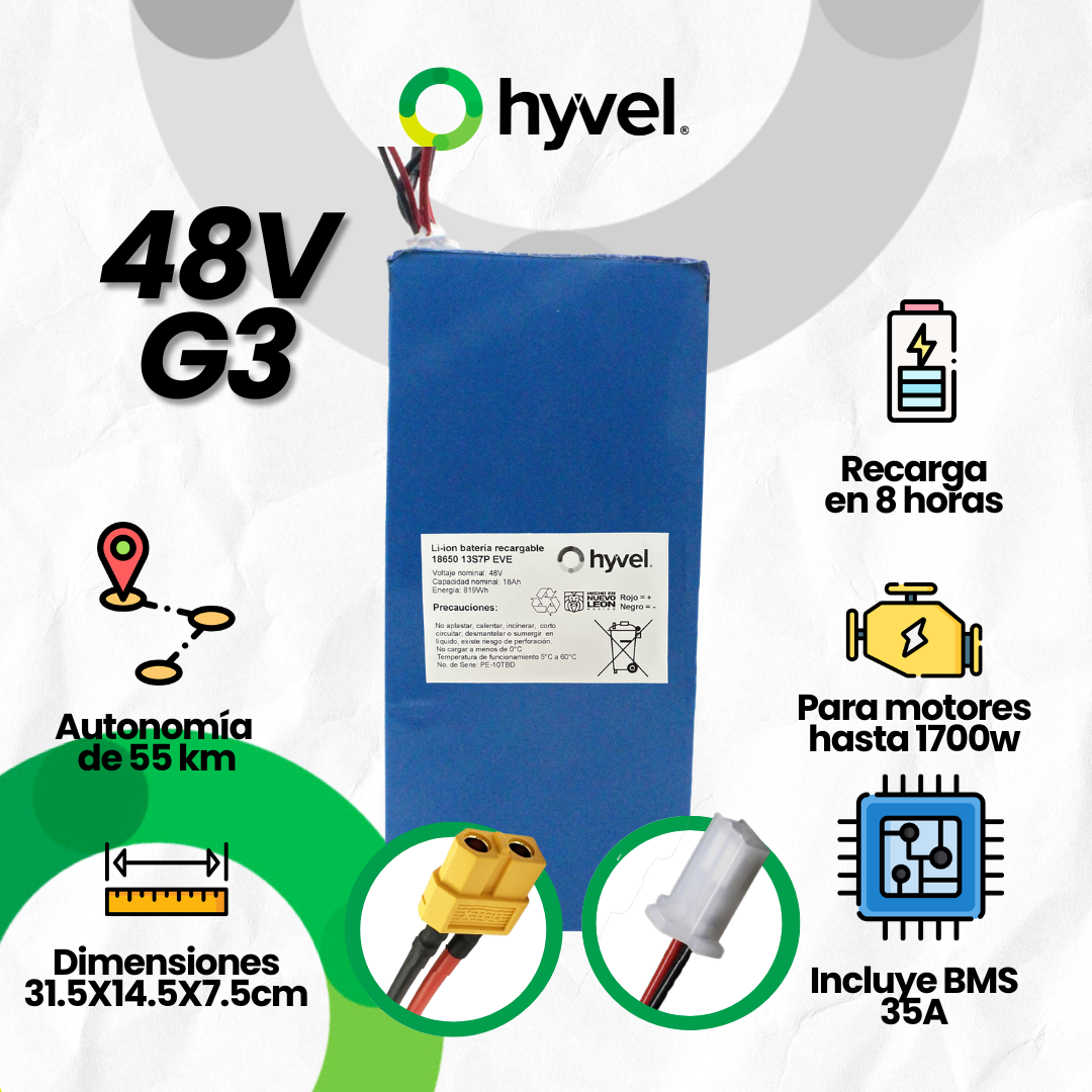 Batería 48V 18Ah compatible con Honey Whale G3