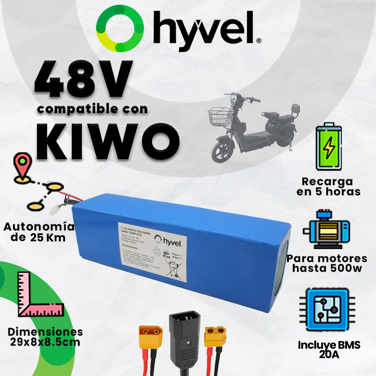 Kit Batería 48V compatible con KIWO + Cargador 2A
