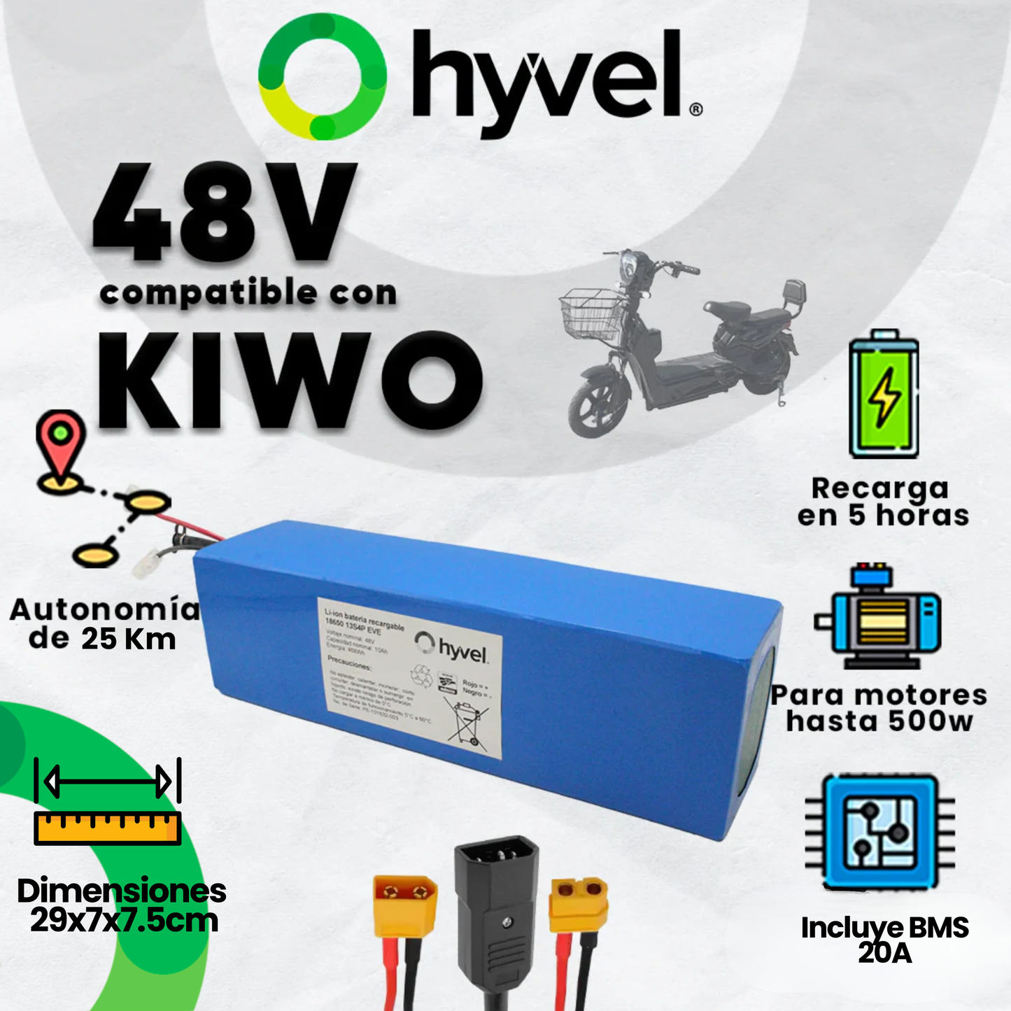 Kit Batería 48V compatible con KIWO + Cargador 2A