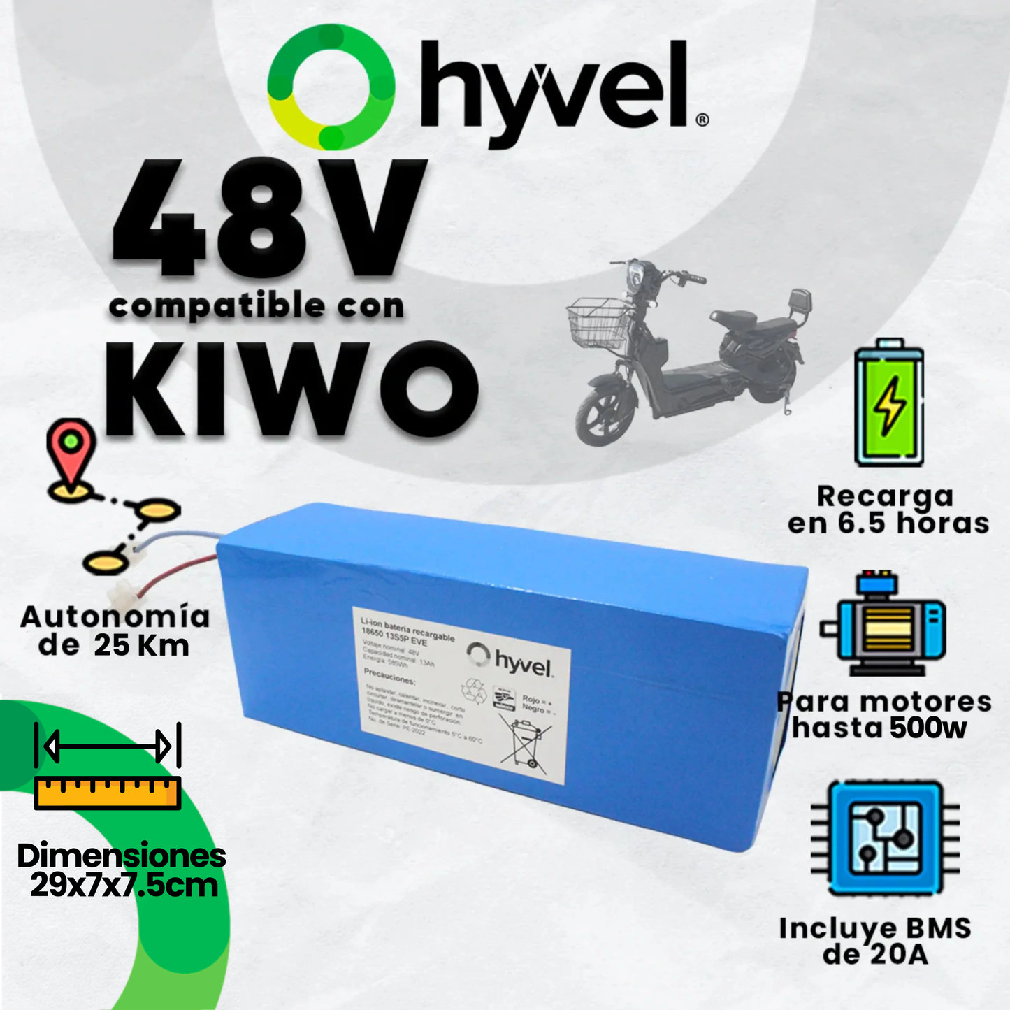 Kit Batería 48V compatible con KIWO + Cargador 2A
