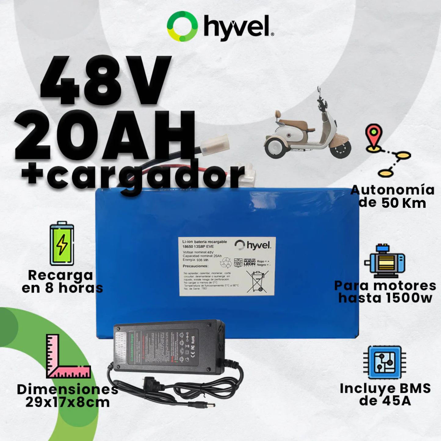 Batería 48V 20Ah para Triciclo Eléctrico