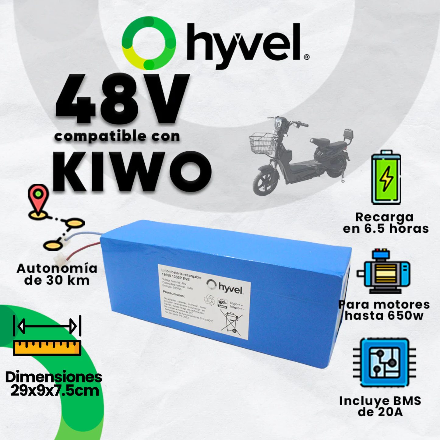 Kit Batería 48V compatible con KIWO + Cargador 2A