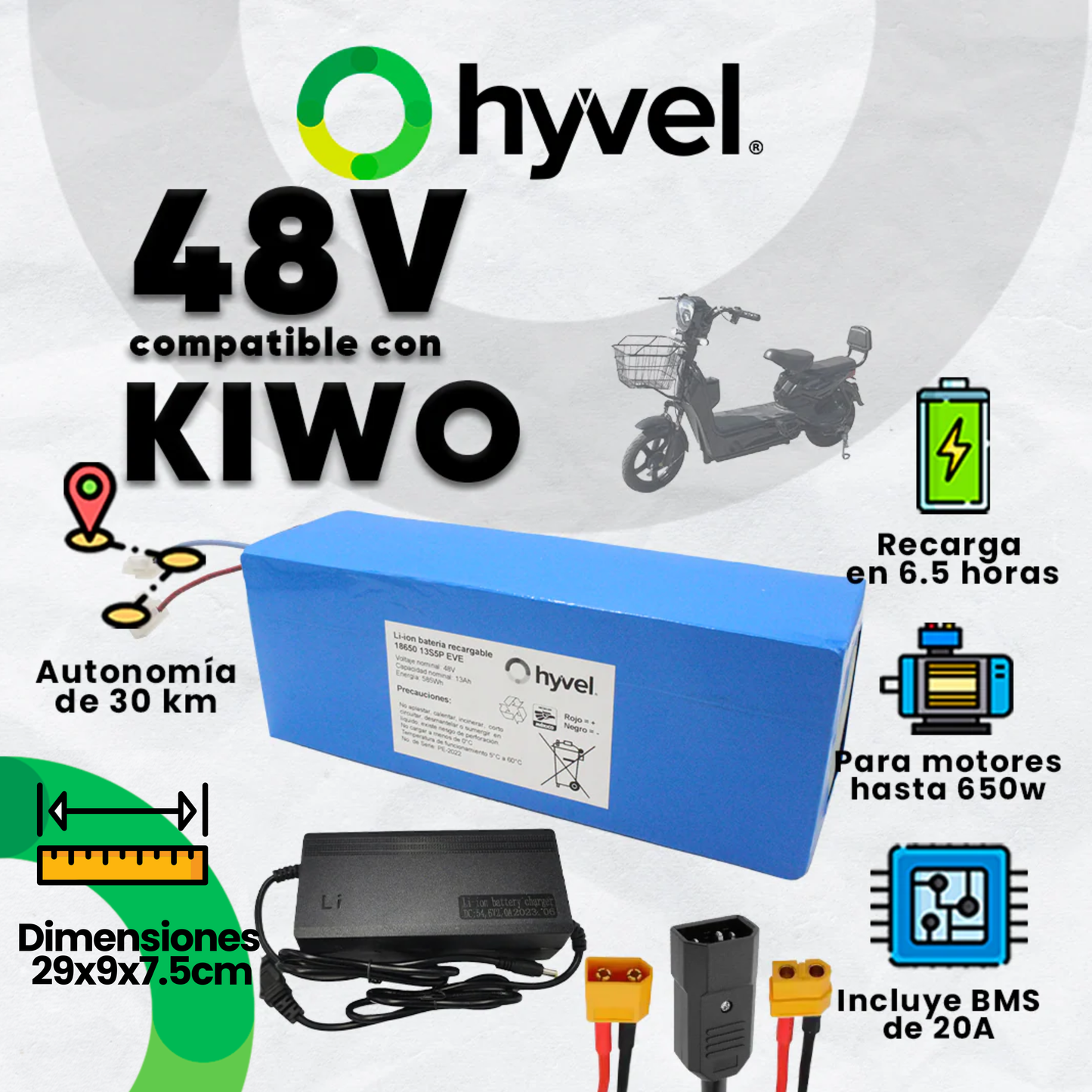 Kit Batería 48V compatible con KIWO + Cargador 2A