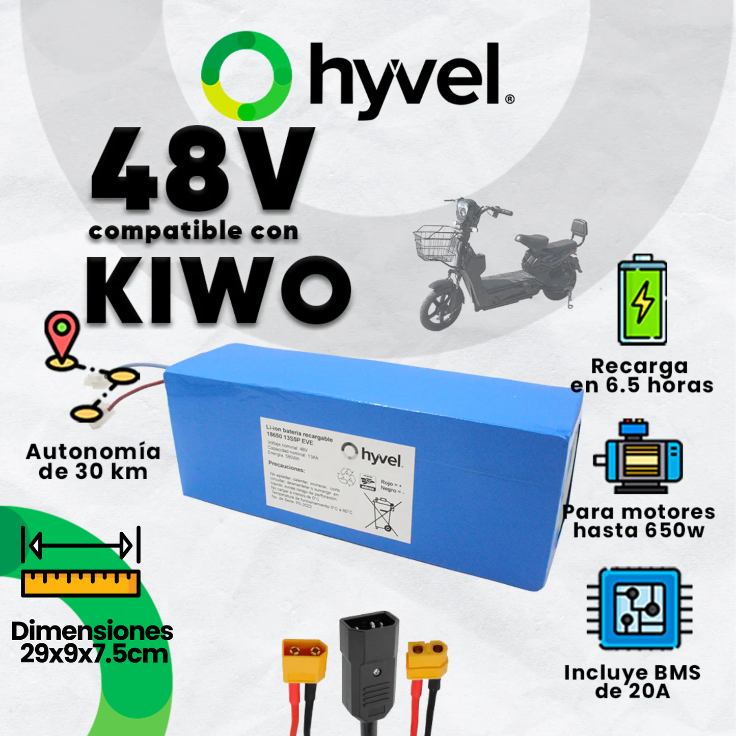 Kit Batería 48V compatible con KIWO + Cargador 2A