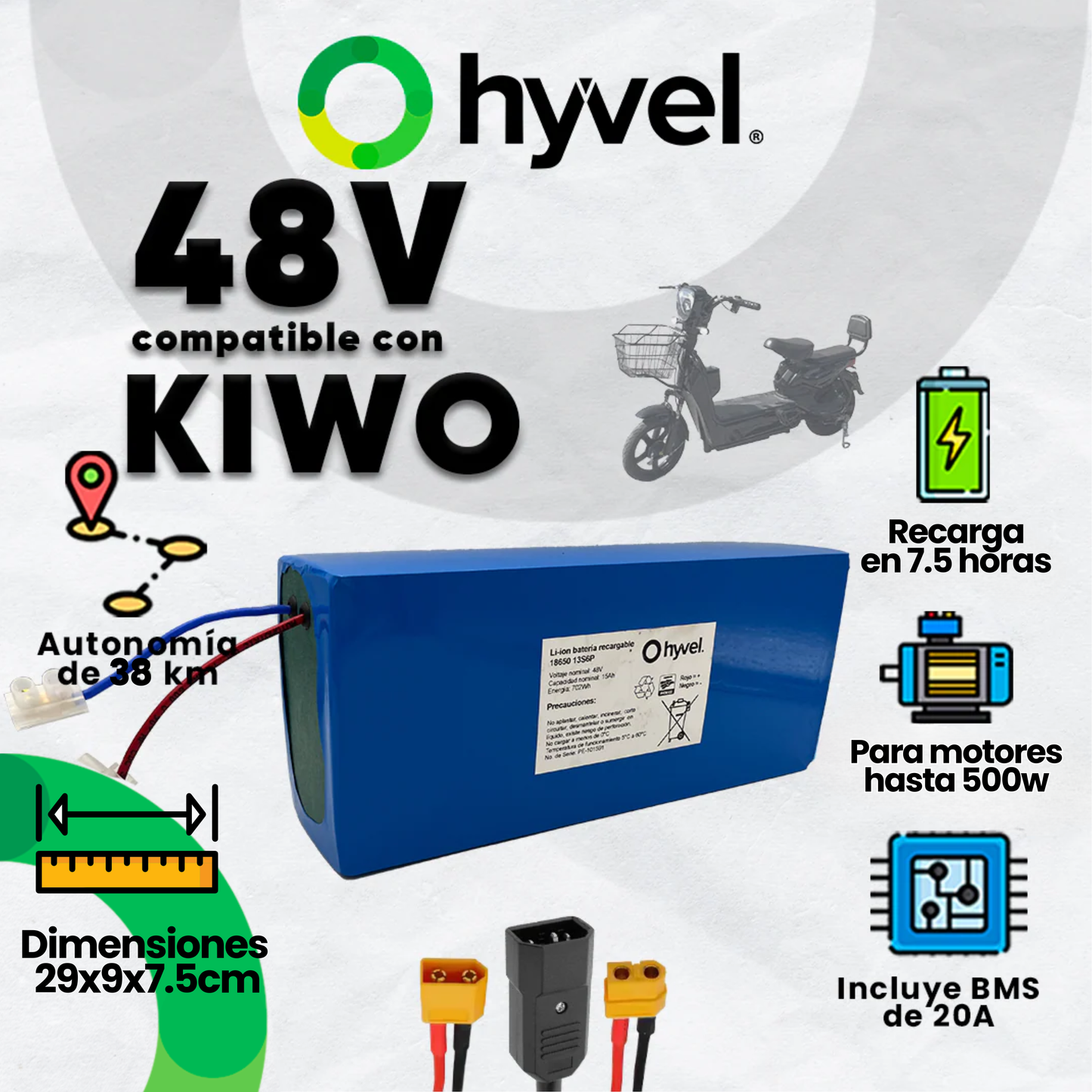 Kit Batería 48V compatible con KIWO + Cargador 2A