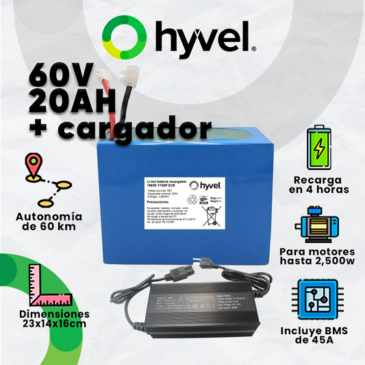 Kit Batería 60V 20Ah + Cargador 5A
