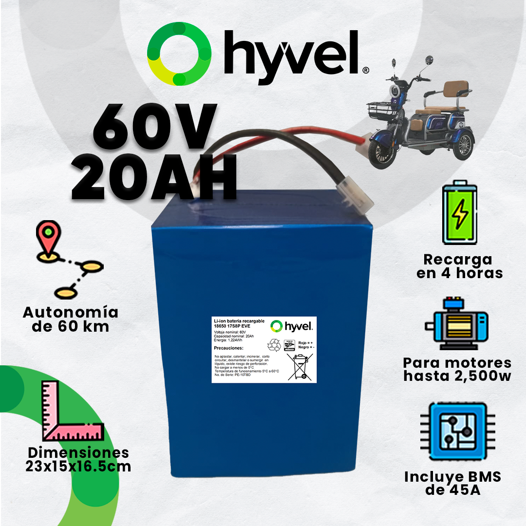 Batería 60V 20Ah para Triciclo Eléctrico