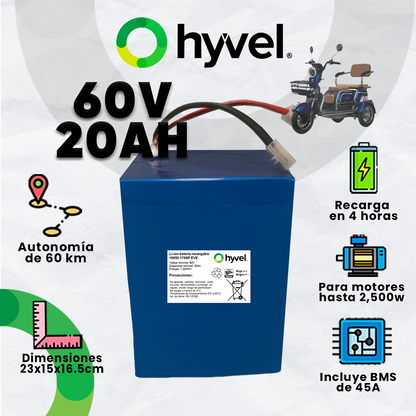 Batería 60V 20Ah para Triciclo Eléctrico