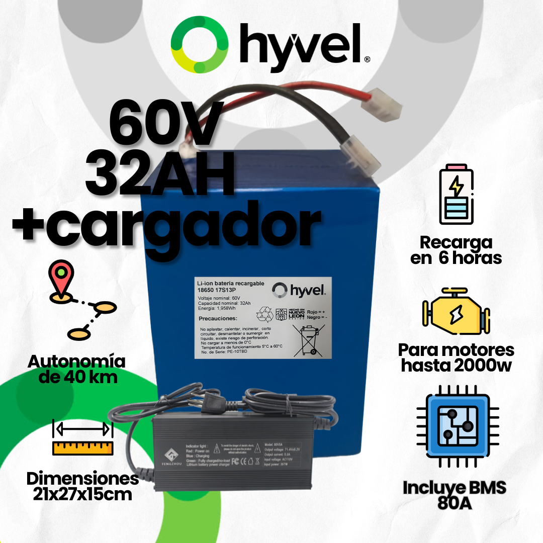 Batería 60V 32Ah para Moto Eléctrica