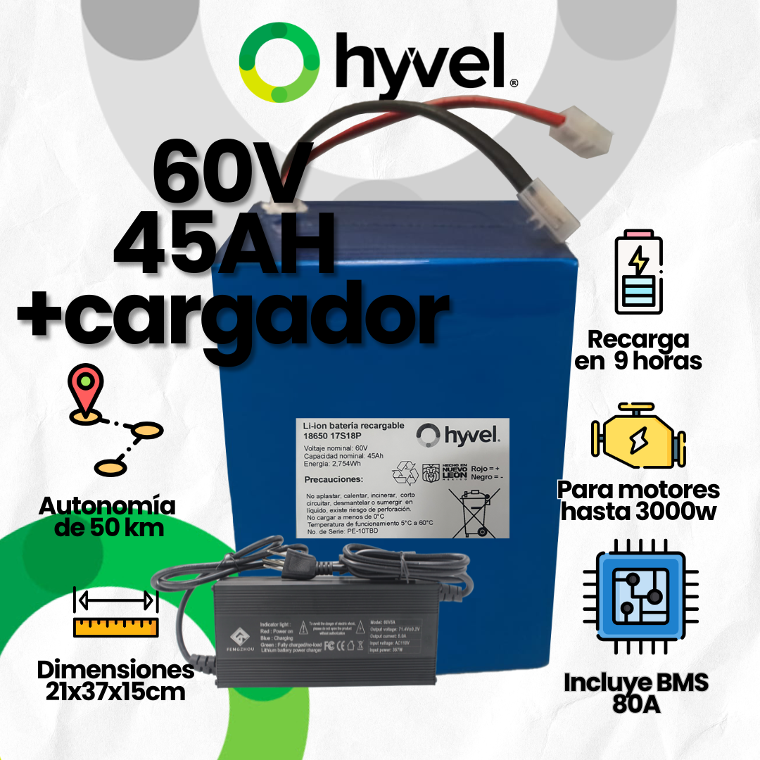 Batería 60V 45Ah para Moto Eléctrica