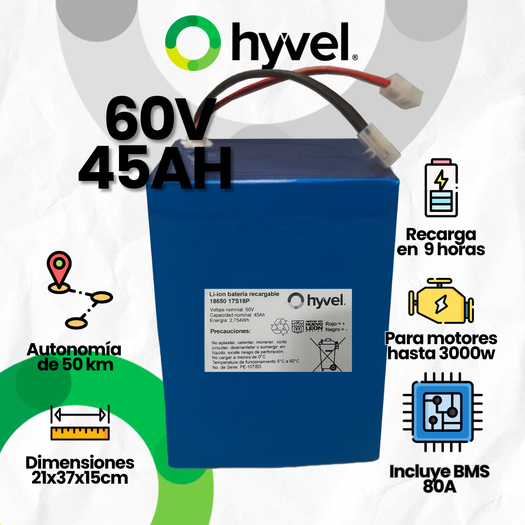 Batería 60V 45Ah para Moto Eléctrica