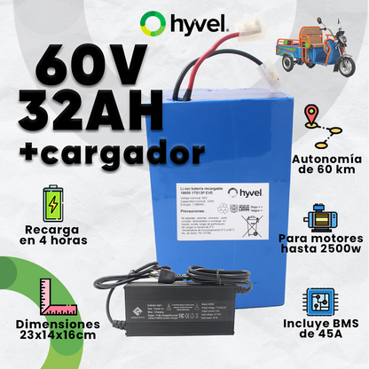 Batería 60V 32Ah para Triciclo Eléctrico