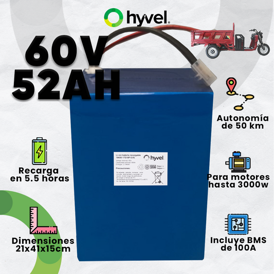 Batería 60V 52Ah para Triciclo Eléctrico