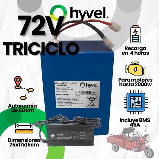 Kit Batería 72V para Triciclo Eléctrico