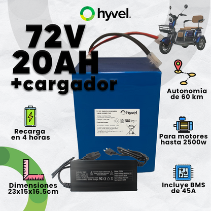 Batería 72V 20Ah para Triciclo Eléctrico