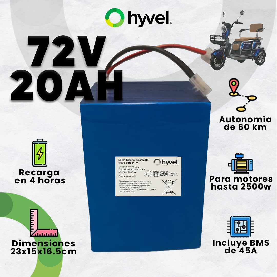 Batería 72V 20Ah para Triciclo Eléctrico