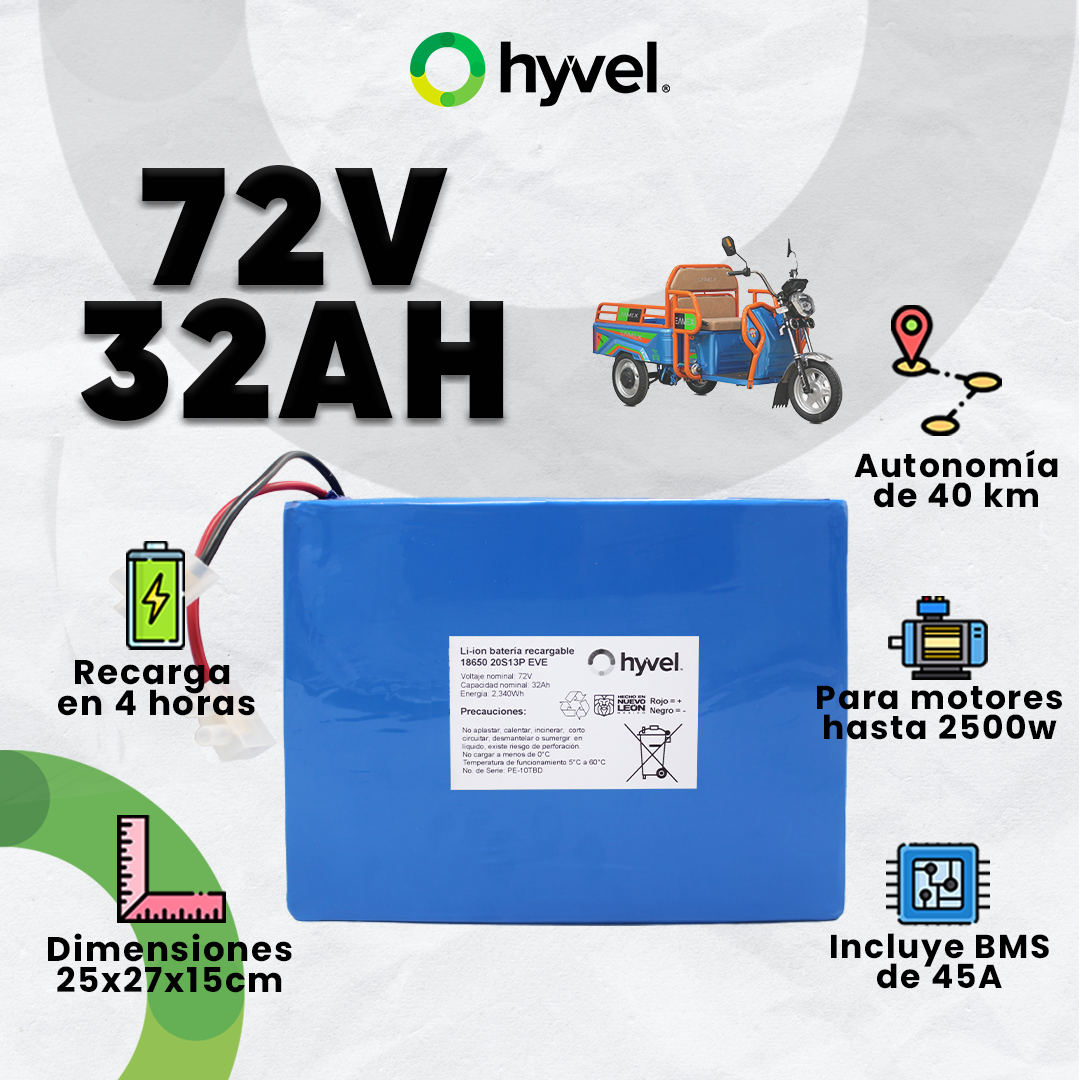 Batería 72V 32Ah para Triciclo Eléctrico