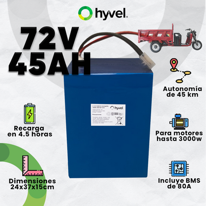 Batería 72V 45Ah para Triciclo Eléctrico