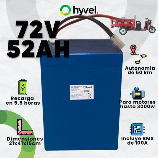 Batería 72V 52Ah para Triciclo Eléctrico