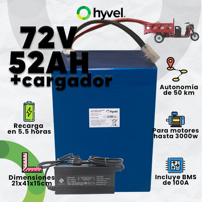 Batería 72V 52Ah para Triciclo Eléctrico