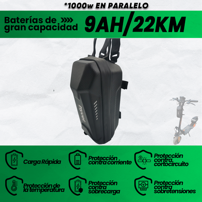 Empaque en color negro de la Batería Externa para Scooter 48V 9Ah con sierre y nombre grabado de la marca Hyvel 