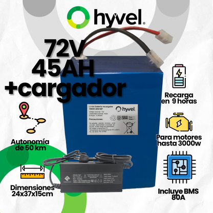 Batería 72V 45Ah para Moto Eléctrica