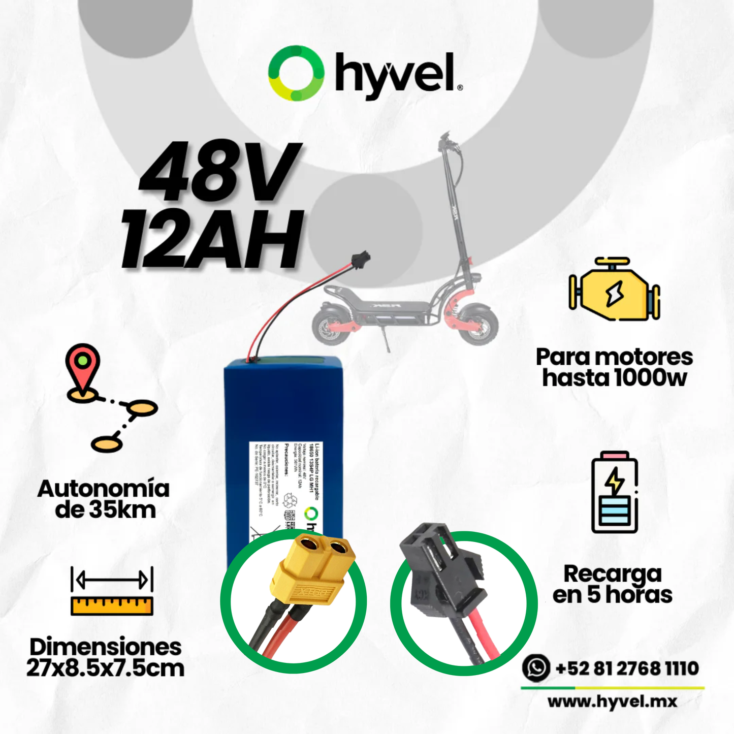 Batería 48V 12Ah compatible con RSK FURY 600