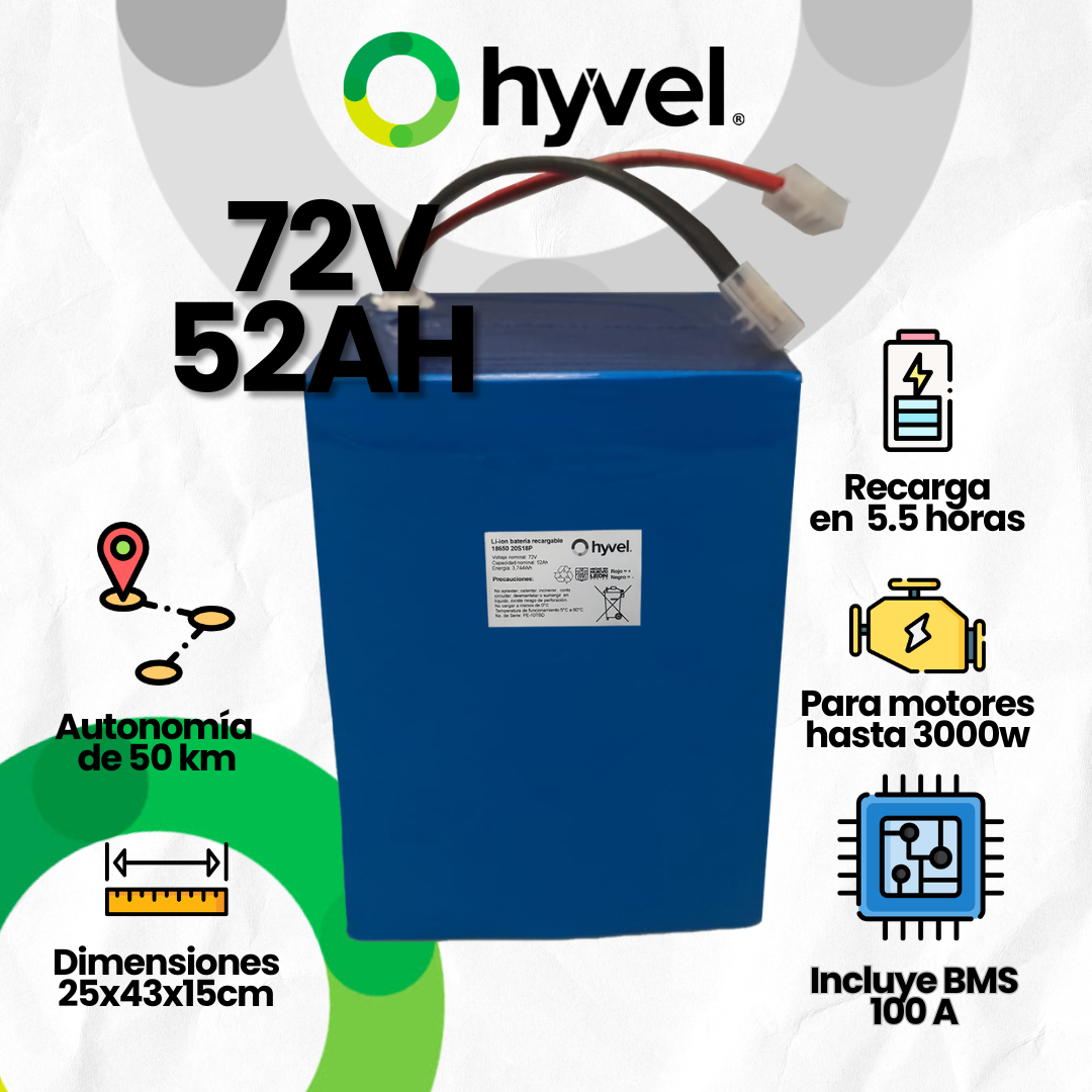Batería 72V 52Ah para Triciclo Eléctrico