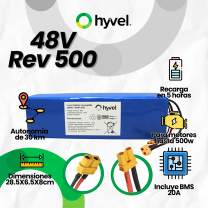 Batería 48v 10Ah compatible con ZIGNA REV500