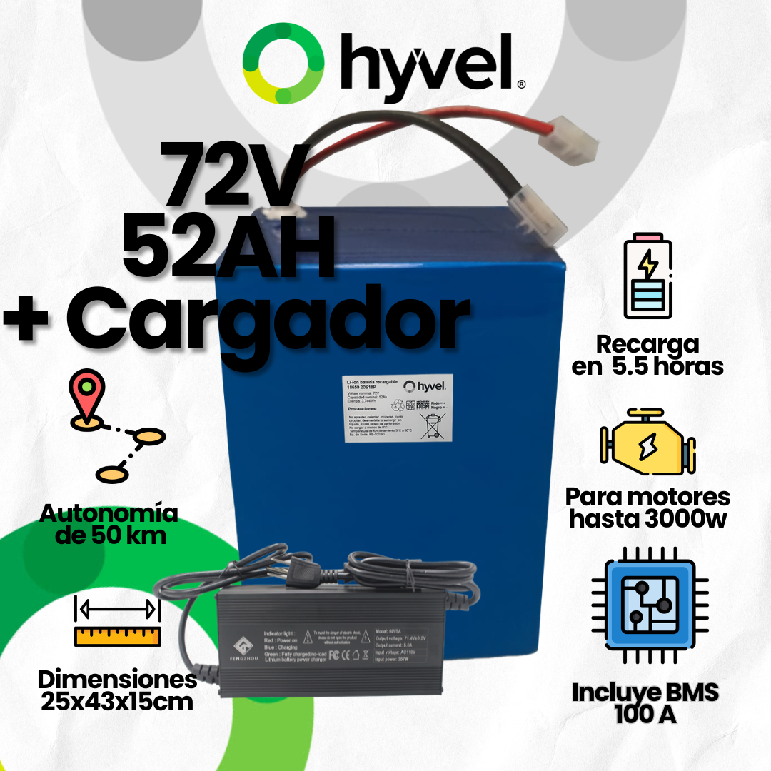 Batería 72V 52Ah para Triciclo Eléctrico