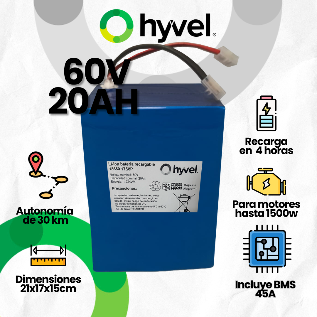 Batería 60V 20Ah para Moto Eléctrica