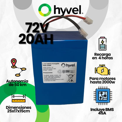 Batería 72V 20Ah para Moto Eléctrica