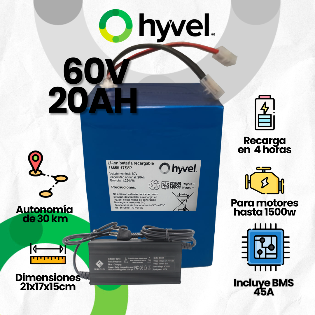 Batería 60V 20Ah para Moto Eléctrica