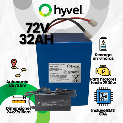 Batería 72V 32Ah para Moto Eléctrica