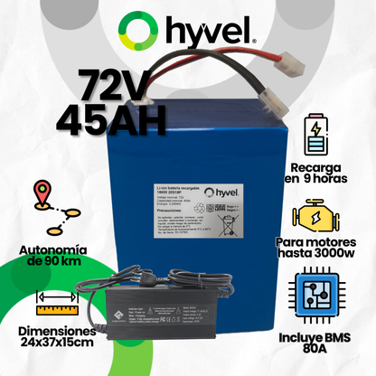 Batería 72V 45Ah para Moto Eléctrica