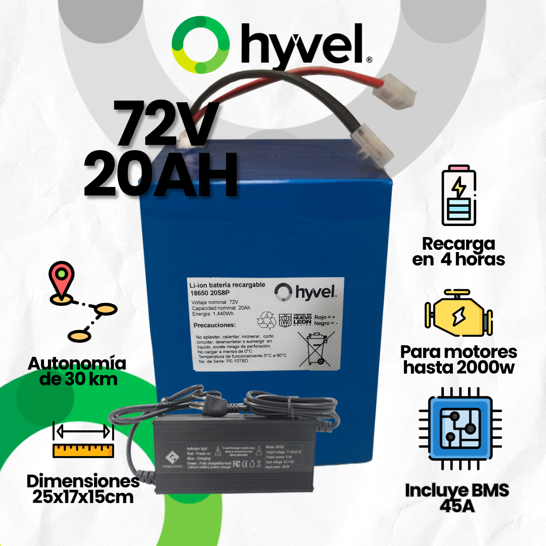 Batería 72V 20Ah para Moto Eléctrica