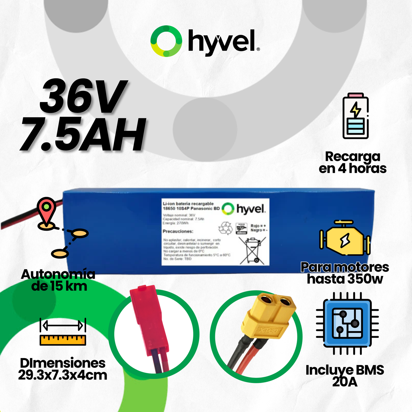 Batería 36v 7.5ah para Scooter Eléctrico