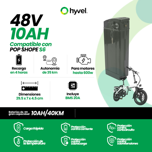 Batería 48v 10Ah compatible con Pop Shope S6
