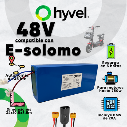 Kit Batería 48V compatible con E-solomo + Cargador 2A