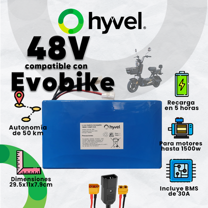 Kit Batería 48V compatible con Evobike + Cargador 2A