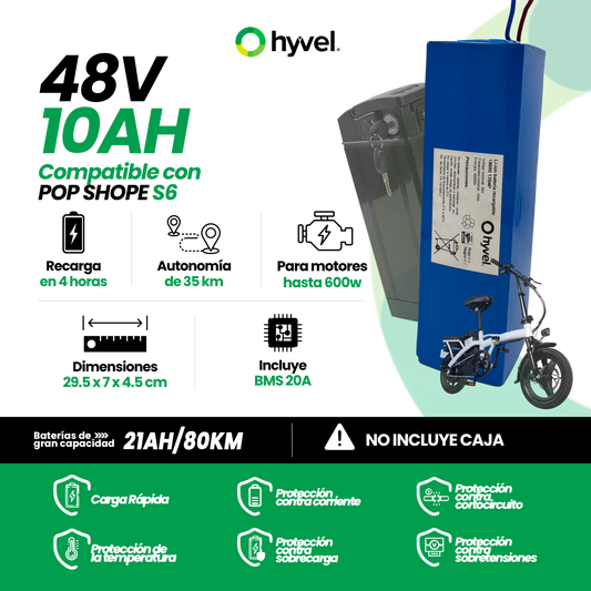 Batería 48v 10Ah compatible con Pop Shope S6