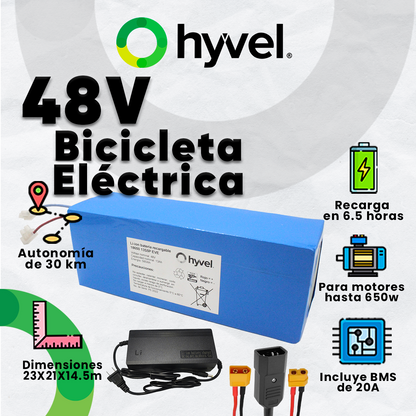 Kit Batería 48V para Bicicleta Eléctrica + Cargador 2A