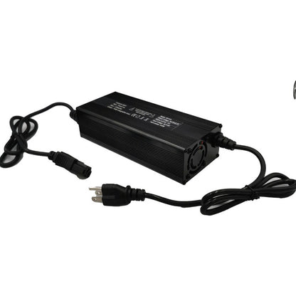 Fotografía de Cargador 20s 72v 10a Para Litio Ion de Hyvel color negro, con sus cables enrollados 